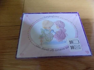 Vintage Grußkarten Notiz Precious Moments Samuel Butcher Box 10 Sharing - Bild 1 von 8