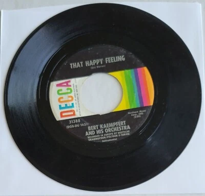 Bert Kaempfert...."That Happy Feeling & Take Me" 45 RPM 7" Vinyl Record  - Image 1 of 2