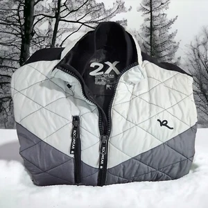 Rocawear Mens 2XL Jacket Puffer Diamond Black White Gray Removable Sleeves Vest - Picture 1 of 24