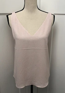 Express Women’s Sleeveless V-Neck Blouse Criss Cross Back Pink Polka Dot Sm NWT - Picture 1 of 12