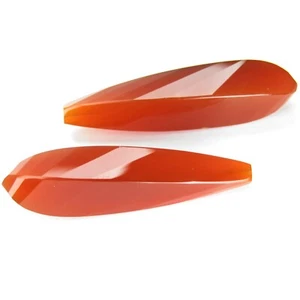 40.20Cts Natural Red Carnelian-Agate Long Fancy Top Drilled Drops Pair Gemstones - Picture 1 of 4