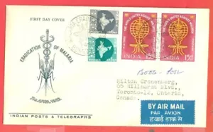 India Topic Malaria Zanzara 15p Coppia su Copertura FDC Aggiornata per Canada 1962 - Foto 1 di 1