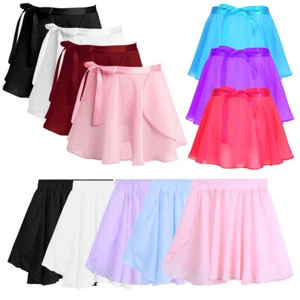Kids Girls Ruched Dancewear Basic Classic Dance Chiffon Mini Practice Costume - Picture 1 of 78