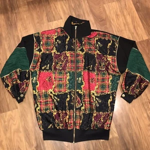 Vtg 80s Jacket Christmas Holiday Party Bomber High Fashion Windbreaker Men Small - Picture 1 of 7