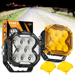 Auxbeam 4" LED Pods Fog Flood Light Offroad Driving Light DRL & Turn Signal Lamp - Picture 1 of 12