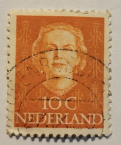Franqueo de los Países Bajos ~ Reina Juliana ~ Sello naranja 10₵ ~ Cancelado ~ 1949 ~ Z02 - Imagen 1 de 6