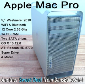 Apple Mac Pro 12 Core 2.66 GHz Intel Xeon 5,1 Westmere 2010, 2 SATA & 14GB Ram - Picture 1 of 12