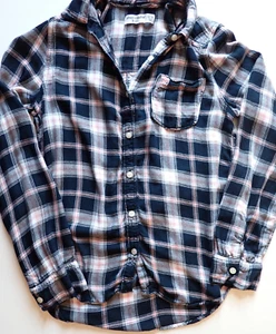 Girls Abercrombie Kids Size 13/14 Flannel Shirt Plaid Button Up Collared *Read - Picture 1 of 18