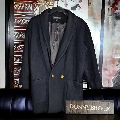 Donnybrook Jacket Pea Coat Womens 14 Black Double Breasted 2 Gold Button - Image 1 of 4