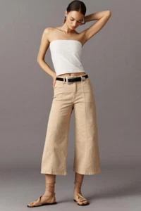 MAEVE The Delaney Crop Clean Seamed High-Rise Wide Leg Jeans Size 24P Neutral - Picture 1 of 13
