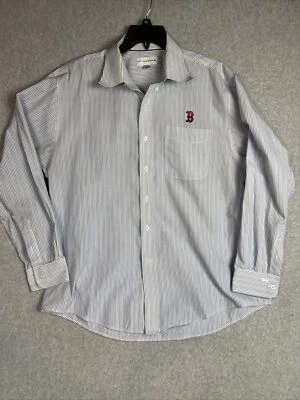 Cutter & Buck Button Up Boston Red Sox Logo Stripes Stretch Oxford Shirt Men XL - Image 1 of 4