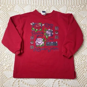 Vintage 1990s Oshkosh B'Gosh USA Girls 5 Years Rose Garden Pullover Sweatshirt - Picture 1 of 6