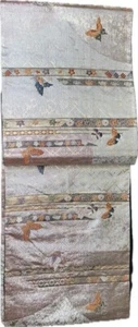 Vintage Japanese Fukuro Obi – Gold & Silver Embroidered Butterflies and Flora - Picture 1 of 3