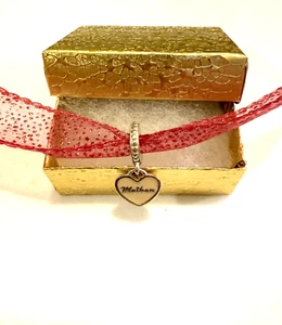 Pandora Heart Pink MOTHER "You Are Always in My Heart" Dangle Silver 925 Charm - Picture 1 of 8