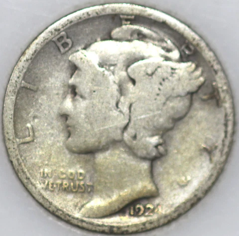 * 1924-S Mercury Dime 90% Silver, Popular Collector Coin As Shown Cover