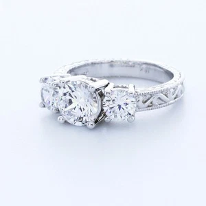 2.7CT LAB-CREATED DIAMOND D/VVS2 ROUND 18K WHITE GOLD CLASSIC ENGAGEMENT RING - Picture 1 of 3