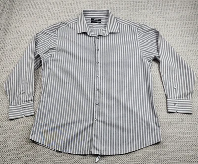 Murano Shirt Mens 17.5 34 Business Dress Striped Slim Fit Non Iron Button Up NWO - Imagem 1 de 4
