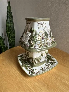 Yankee Candle Mistletoe Mint Votive Holder With Plate And Shade *tiny Flaws - Picture 1 of 13