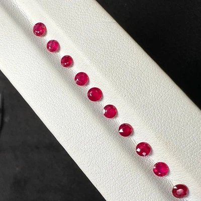 Lote de piedras preciosas rubí rojo corte redondo natural certificado GIE 3x3 mm (20 piezas) Foto 1 de 3