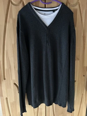 Pullover Herren mit Einsatz, Angelo Litrico, dunkelgrau mit weiß, Gr. XXL, neu - Bild 1 von 4