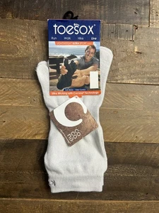 ToeSox Ultra Sport Ankle Toe Socks M White Cocona Tech Run Hike New - Picture 1 of 2