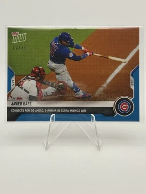 2021 Topps Now Javier Baez #266 Chicago Cubs Blue Parallel /49 - Image 1 of 2