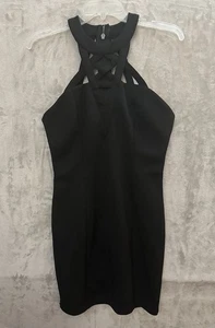 Vestido Forever 21 Mujer Grande Negro Sin Mangas Cruzado Halter Cuello Mini Fiesta - Imagen 1 de 14