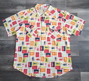 Western Aloha x Sun Dot Fish Flag Pearl Snap Hawaiian Shirt Mens Size XL NWOT - Picture 1 of 10