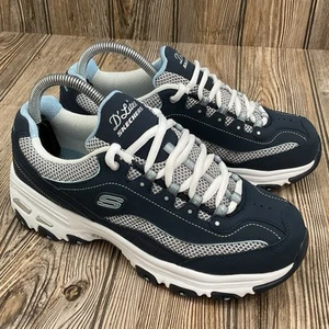 Skechers Womens D’Lites Memory Foam 11860 Blue Running Shoes Sneakers Size 8 NEW - Picture 1 of 16