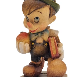 Vintage ANRI Disney Pinocchio 695 Figur geschnitzt Italien Holz Schule Apfel 4" - Bild 1 von 24