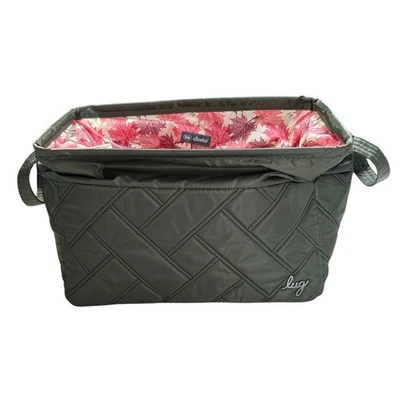 Lug Bushel Home Organizer Double Handle Basket Bin Olive Green Fall Leaves Boho - Image 1 of 4