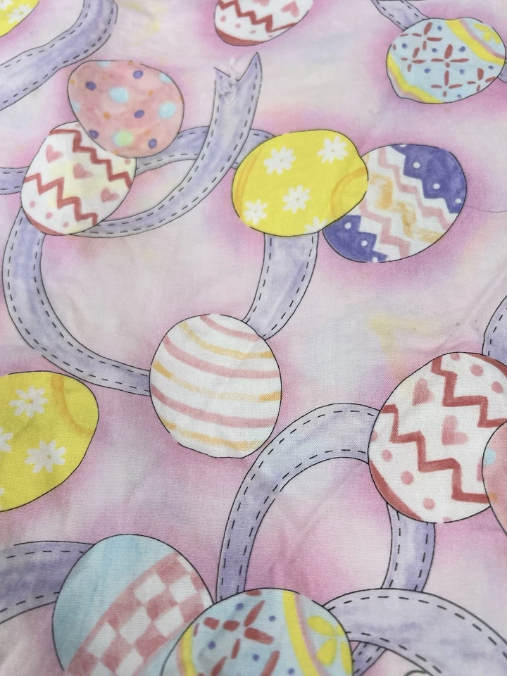Easter Egg Cotton Fabric 1.25 Yards 42 Wide Scrap JoAnn Washed Imperfect - Image 1 of 4