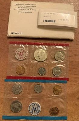 Juego de 10 monedas de Estados Unidos 1970 PDS como nuevas sin circular OGP con mitad Kennedy de plata Foto 1 de 4