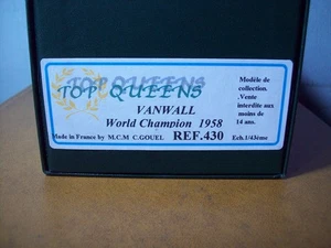 1/43 TOP QUEENS  VANWALL 254 F1 WORLD CHAMPIONS 1958 MOSS/BROOKS/EVANS BOX ONLY - Picture 1 of 3