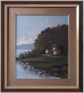 ARTE BRESCIANA AUTUNNO SORCIO LAGO GARDA olio tav 81x72 FRANCO BERTULLI BRESCIA - Bild 1 von 1