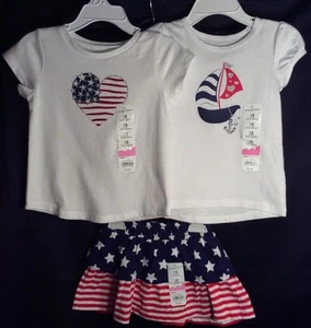 NWT Toddler Girls Jumping Beans 3pc 4th July Outfit 18m Patriotic Stars Set $36 - Picture 1 of 6