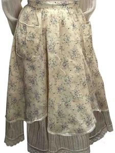 Vtg 70s W 26" Sz XS~S Gunne Sax Skirt Creamy Yellow Floral Prairie Pockets - Picture 1 of 20