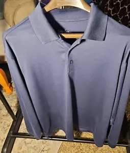 Walter Hagen Long Sleeve Golf Polo Shirt Mens L Hydro Dri Navy Blue EUC - Picture 1 of 11
