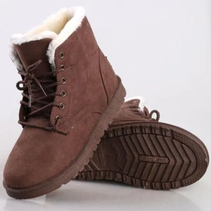 New Women Faux Fur Lining Round Toe Winter Warm Flat Ankle Snow Boot Ski... - Picture 1 of 4