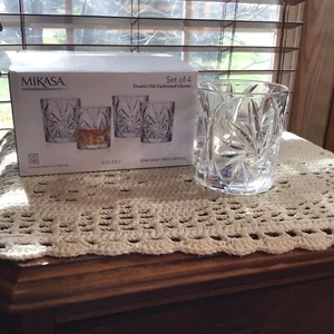 NIB 4 Mikasa Crystal Kelsey 10 Oz Double Old Fashioned Glasses Hard To Find - Picture 1 of 5
