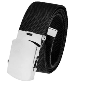 Build A Belt Adult 1.5" Classic Silver Slider Buckle with Canvas Web Belt - Picture 1 of 13