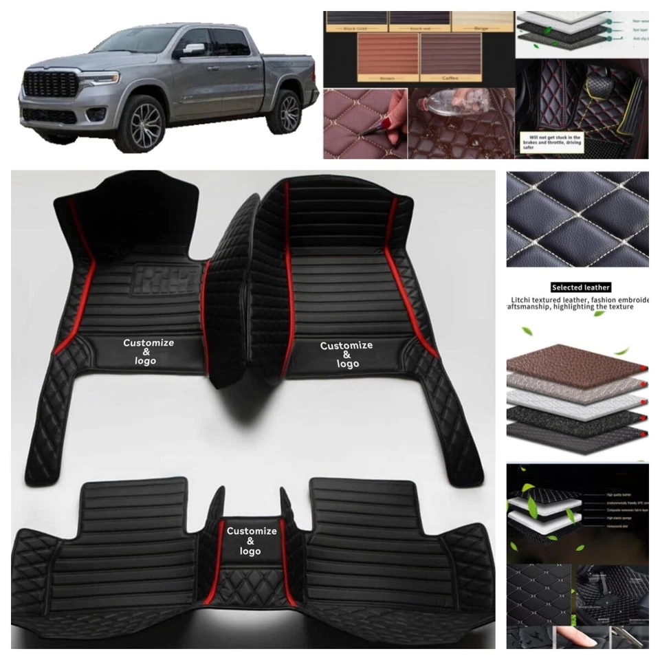 For Dodge Ram1500 Crew Cab Car Floor Mats All Weather Front & Rear Liner Carpets — 第 1/4 张图片