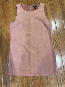 Forever 21 Womens Faux Suede Mini Shirt Dress Size Large Pink Romantic NWOT - Picture 1 of 5