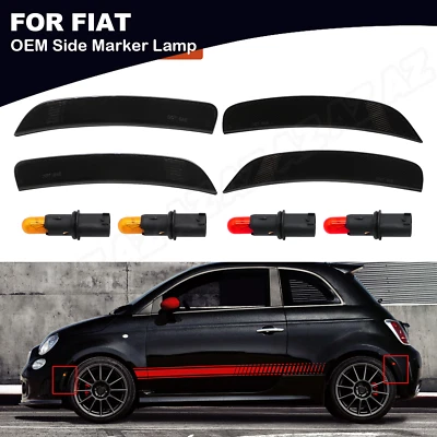 Smoked Front Rear Bumper Side Marker Reflector Light For 11-2019 Fiat 500 Abarth - Imagem 1 de 4