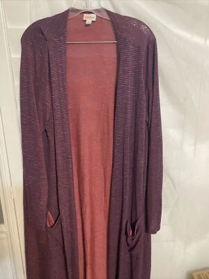 Cárdigan para mujer Lularoe "Sarah" talla XL azul marino y rosa a rayas Foto 1 de 4