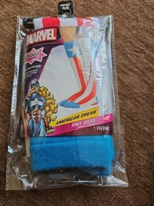 Marvel Comics Captain America Adult American Dream Knee Socks Adult OS Superhero - Picture 1 of 4