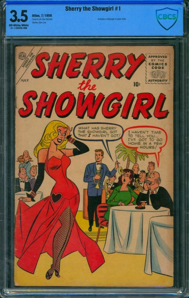 SHERRY THE SHOWGIRL #1 (1956) 🌟 CBCS 3.5 🌟 RARE Stan Lee Story GGA Atlas Comic - Image 1 of 2