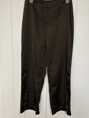Chadwick’s Collection Front Zip Beaded Design Black Dress Pants Size 4 - Image 1 of 4