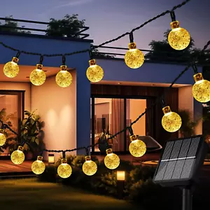 Solar String Lights for Outside, Crystal Globe Lights with 8 Modes, Solar String - Picture 1 of 6