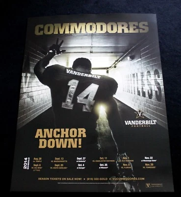 Vanderbilt Commodores Black Gold SEC 2014 Schedule Football College Wall Poster - Image 1 of 2